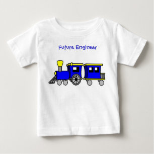 T-shirt Pour Bébé train et ingénieur cambuse-bleu et futur