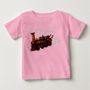 T-shirt Pour Bébé Train Père Noël, bébés de vapeur