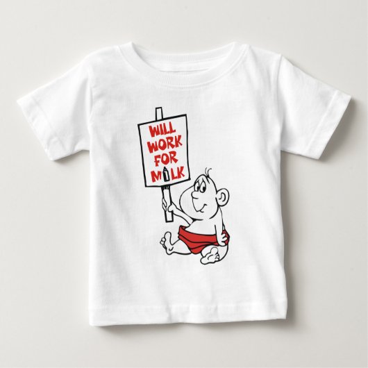 T-SHIRT POUR BÉBÉ TRAVAILLERA POUR LE LAIT (Devant)