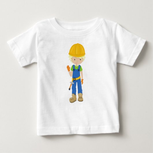 T-shirt Pour Bébé Travailleur de la construction, Cheveux Blonds, Ga (Devant)