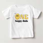 T-shirt Pour Bébé TRAVIS Un mec heureux visage sourire jaune  (Devant)
