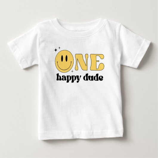 T-shirt Pour Bébé TRAVIS Un mec heureux visage sourire jaune  (Devant)
