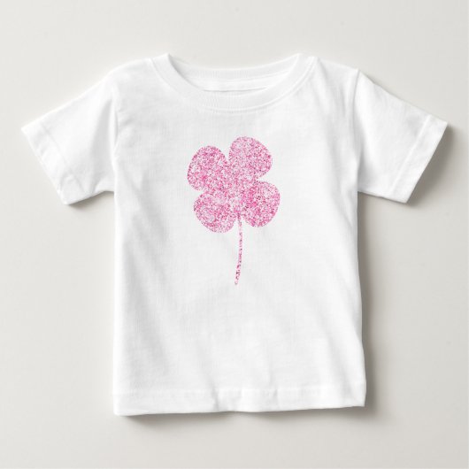 T-shirt Pour Bébé Trèfle scintillant faux rose (Devant)