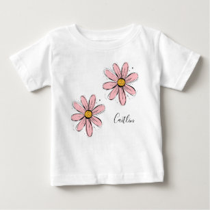 T-shirt Pour Bébé Trending Daisy Blush rose inky art