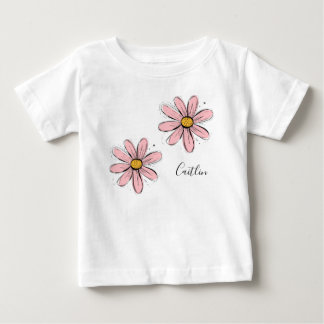 T-shirt Pour Bébé Trending Daisy Blush rose inky art