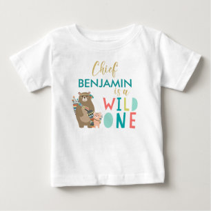 T-shirt Pour Bébé Tribal Bear Wild One 1er Birthday Shirt