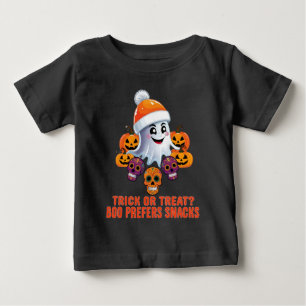 T-shirt Pour Bébé Trick ou Treat Boo Drôle Citation Halloween Party