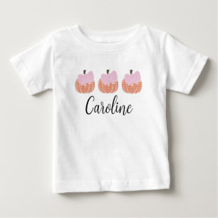 T-shirt Pour Bébé Trio de citrouilles à carreaux orange pour filles 
