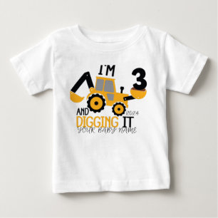 T-shirt Pour Bébé Trois 3ème Anniversaire Personnalisé Construct