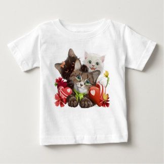 T-shirt Pour Bébé Trois chatons et coeurs