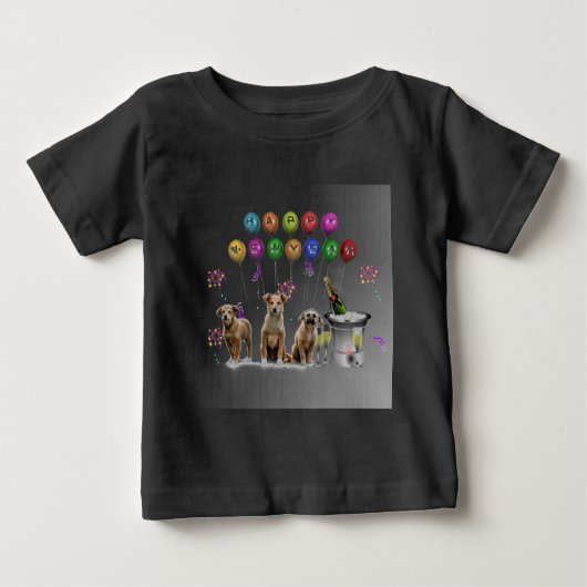 T-shirt Pour Bébé Trois Chiens mignons qui souhaitent une bonne anné (Devant)