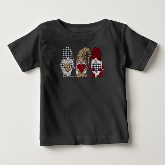 T-shirt Pour Bébé Trois Gnomes Dans Le Buffle Léopard Plaid Noël (Devant)