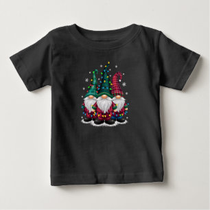 T-shirt Pour Bébé Trois Gnomes Lumières de Noël Xmas Fêtes