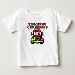 T-shirt Pour Bébé Trucking Noël avec le Père Noël au volant
