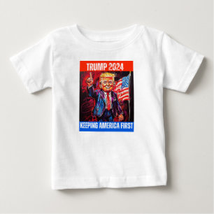 T-SHIRT POUR BÉBÉ TRUMP 2024 GARDER L'AMÉRIQUE EN PREMIER