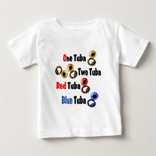 T-shirt Pour Bébé Tuba Bleu Rouge (Devant)