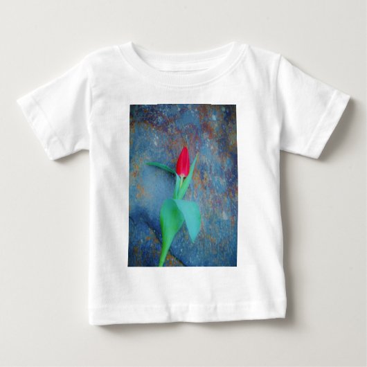 T-shirt Pour Bébé Tulipe rouge sur ardoise gris bleu (Devant)
