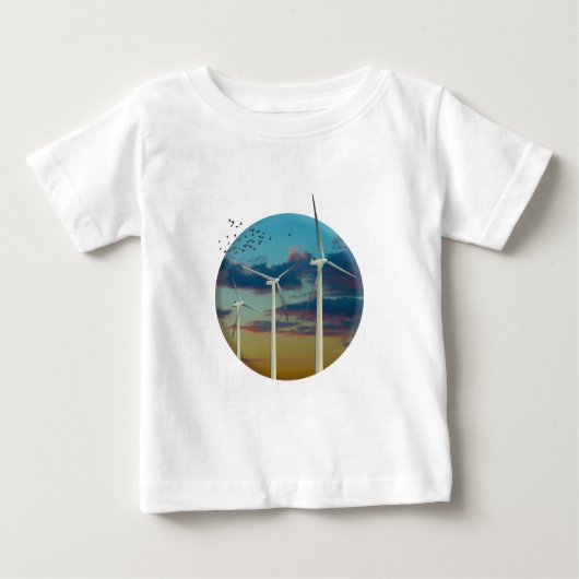 T-shirt Pour Bébé Turbines à vent peint ciel (Devant)