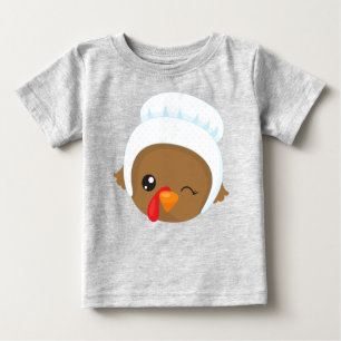 T-shirt Pour Bébé Turquie d'action de grâces, Turquie Brown, Bonnet 