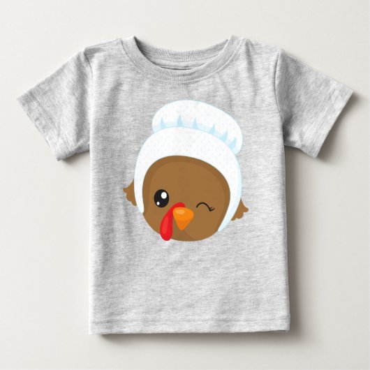 T-shirt Pour Bébé Turquie d'action de grâces, Turquie Brown, Bonnet (Devant)