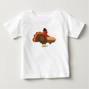 T-shirt Pour Bébé Turquie mignonne avec tarte Citrouille Thanksgivin