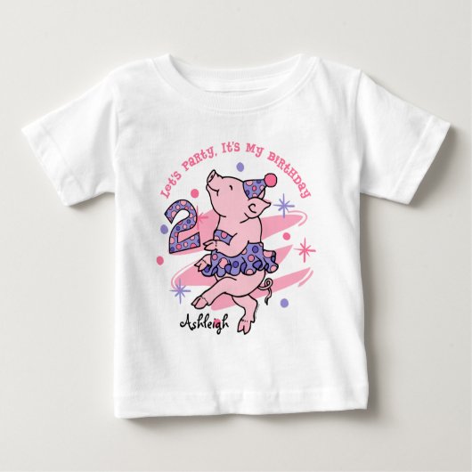 T-shirt Pour Bébé Tutu Piggy 2e anniversaire Custom (Devant)
