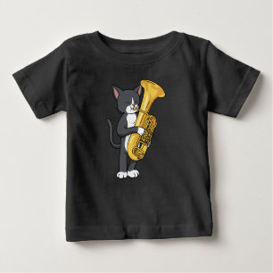 T-shirt Pour Bébé Tuxedo Cat Tuba Cadeaux Femmes Hommes Marching Ban