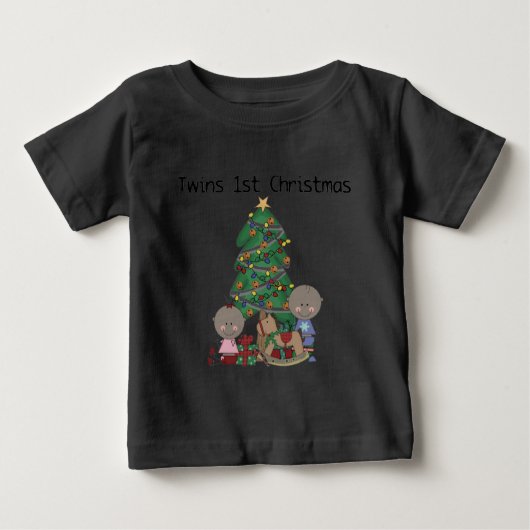 T-shirt Pour Bébé Twins Boy and Girl 1er Premier Noël (Devant)