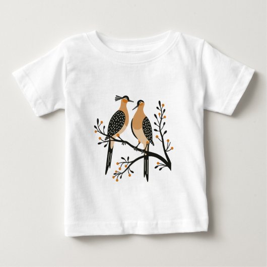 T-shirt Pour Bébé Two Turtle Doves Cut-Out Stencil Retro Style 7 (Devant)
