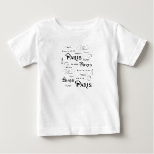 T-shirt Pour Bébé Typographie Calligraphie Paris France Tour Eiffel