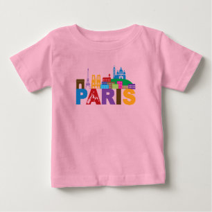 T-shirt Pour Bébé Typographie colorée de Paris, France