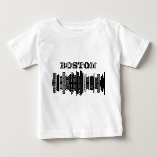 T-shirt Pour Bébé Typographie de Boston Skyline (Devant)