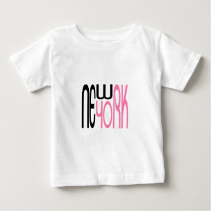 T-shirt Pour Bébé Typographie new-yorkaise rose noire