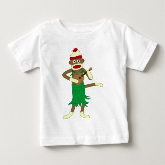 T-shirt Pour Bébé Ukulélé de singe de chaussette (Devant)