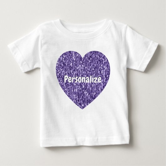 T-shirt Pour Bébé Ultra violet violet pétillant Coeur Personnaliser (Devant)