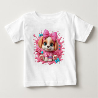 T-shirt Pour Bébé Uma cachorrinha adorável e fofa com olhos grandes