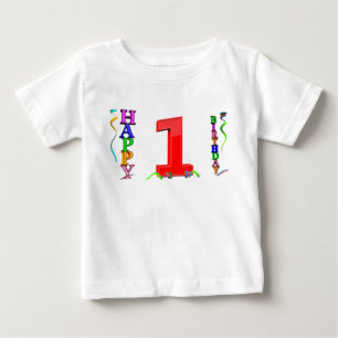 T-shirt Pour Bébé Un Big Red 1 entre coloré Joyeux Anniversaire