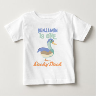 T-shirt Pour Bébé Un Canard Chanceux Premier Anniversaire Pastel