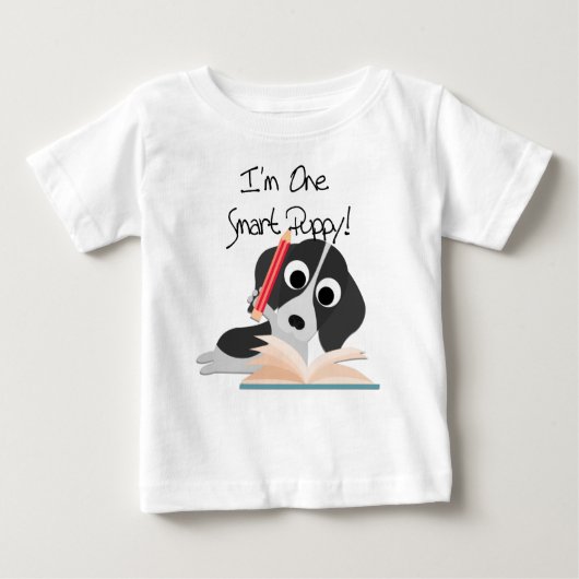 T-shirt Pour Bébé Un Chiot intelligent (Devant)