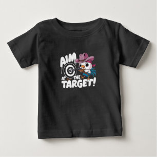 T-shirt Pour Bébé Un coq visant une cible tir fusil