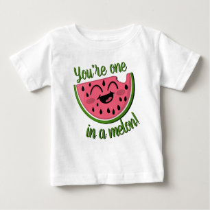 T-shirt Pour Bébé Un dans la pastèque Melon Cute Rose Green Pun