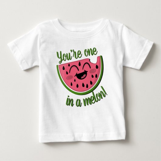 T-shirt Pour Bébé Un dans la pastèque Melon Cute Rose Green Pun