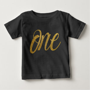 T-shirt Pour Bébé Un en manuscrit d'ANNIVERSAIRE d'or de Faux