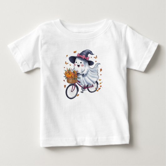 T-shirt Pour Bébé Un fantôme à vélo (Devant)