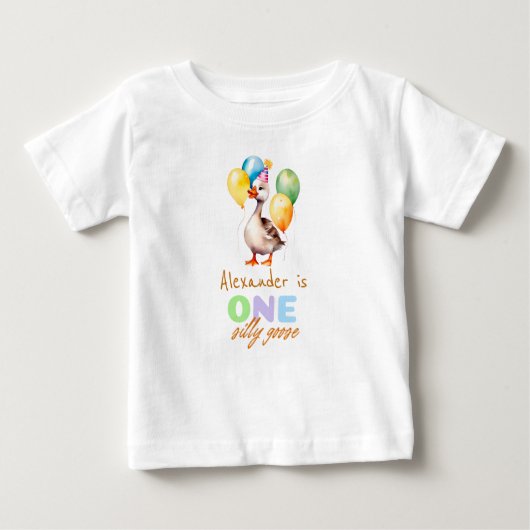 T-shirt Pour Bébé Un Garçon D'oie Idiot Bleu 1er Anniversaire  (Devant)