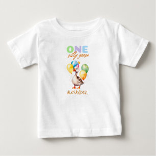 T-shirt Pour Bébé Un Garçon Une Oie Idiote 1er Anniversaire Invité d