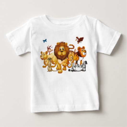 T-shirt Pour Bébé Un groupe d'animaux sauvages (Devant)