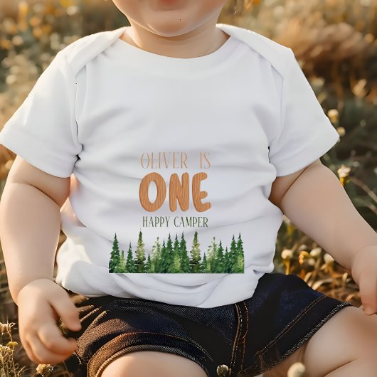 T-shirt Pour Bébé Un Happy Camper Bois 1er Anniversaire