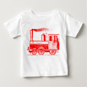 T-shirt Pour Bébé Un homme et son train - Rouge