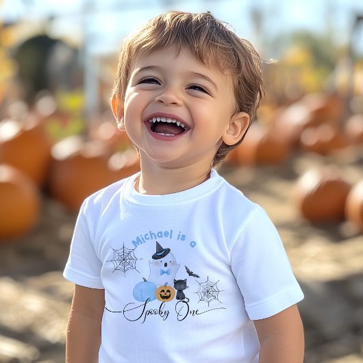 T-shirt Pour Bébé Un joyeux anniversaire Halloween bleu Spooky One B